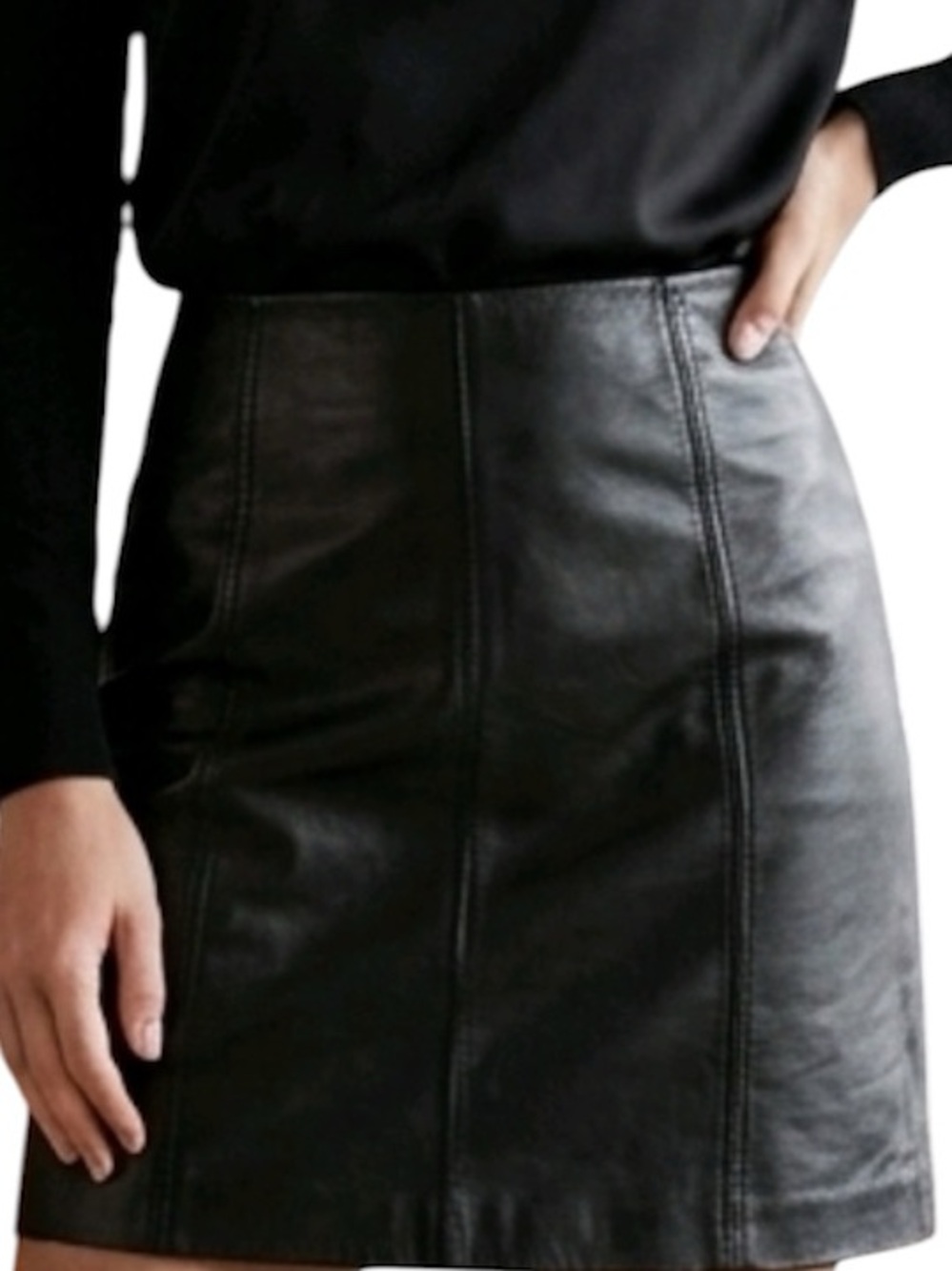 Classic Black Faux Leather A-Line Mini Skirt